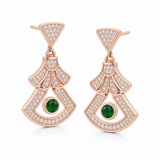 Rose Gold Arcadia Emerald Fan Earrings product image 2