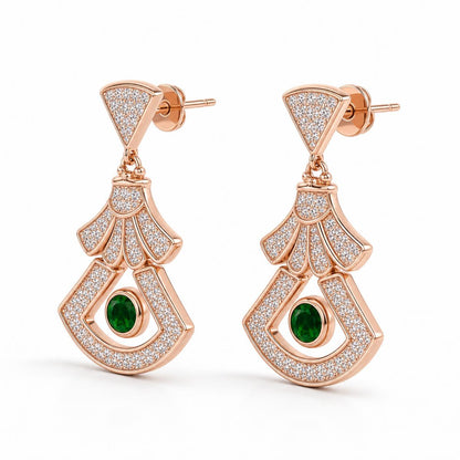 Rose Gold Arcadia Emerald Fan Earrings product image 3