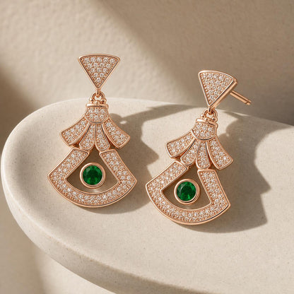 Rose Gold Arcadia Emerald Fan Earrings product image 4