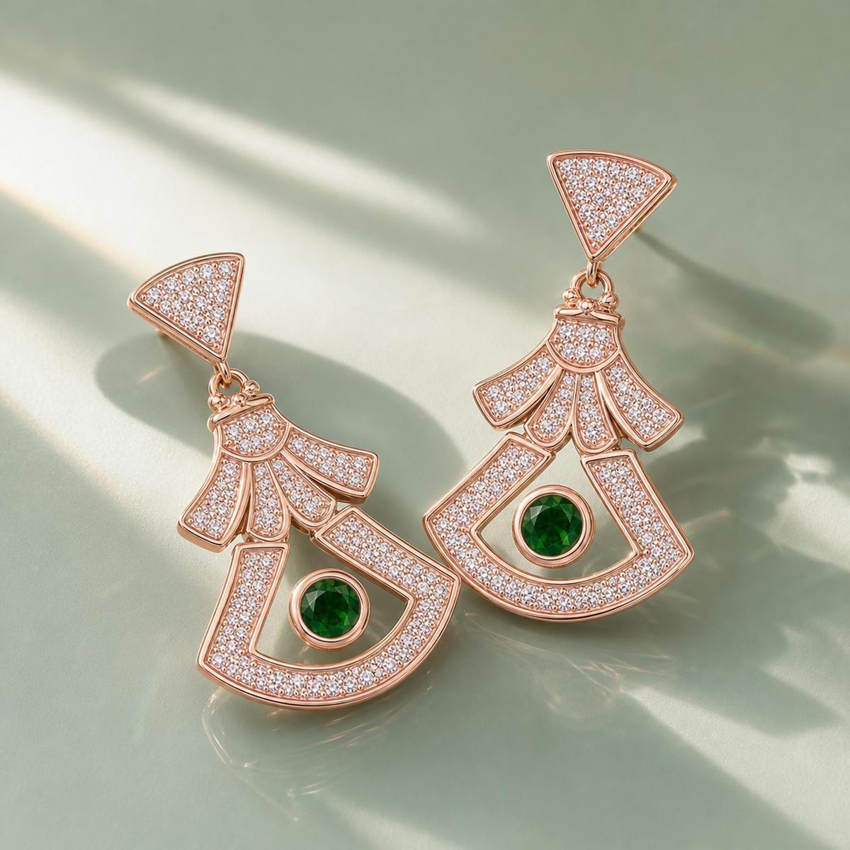 Rose Gold Arcadia Emerald Fan Earrings product image 5