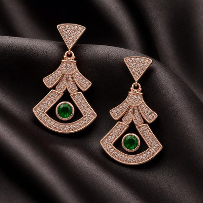 Rose Gold Arcadia Emerald Fan Earrings product image 6