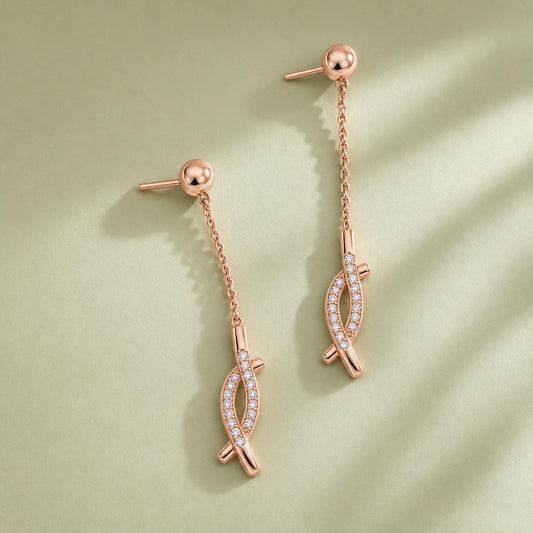 Rose Gold Astra Chain Arrow Earrings product image 2