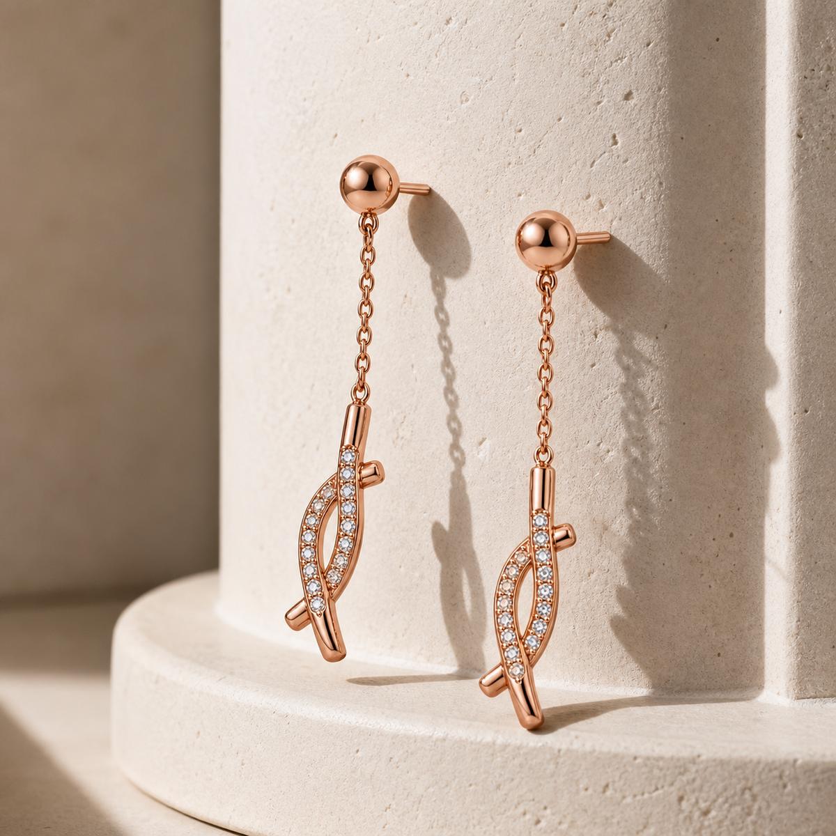 Rose Gold Astra Chain Arrow Earrings product image 4