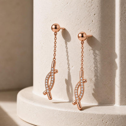 Rose Gold Astra Chain Arrow Earrings product image 4