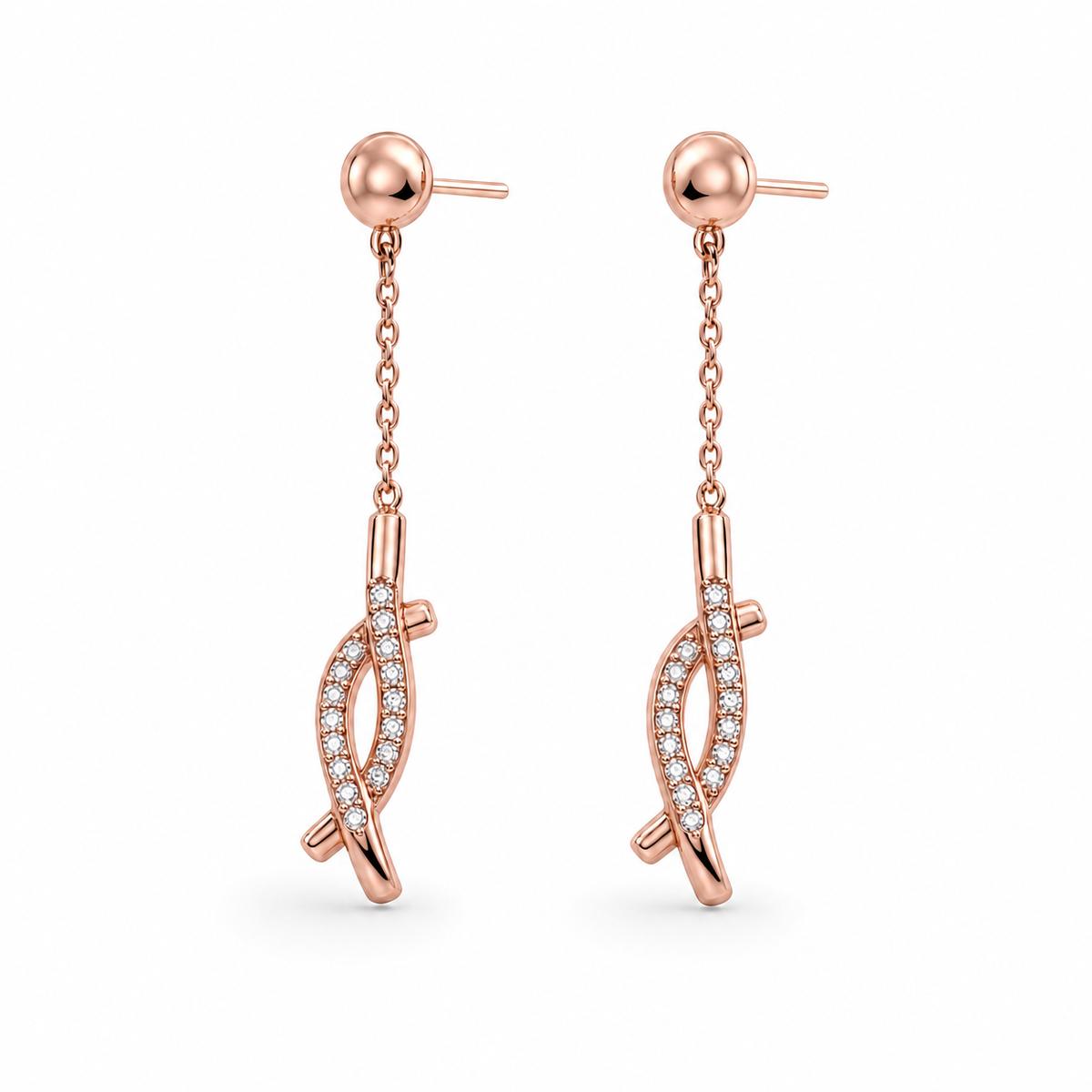 Rose Gold Astra Chain Arrow Earrings product image 1