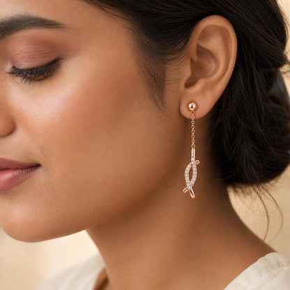 Rose Gold Astra Chain Arrow Earrings product image 7