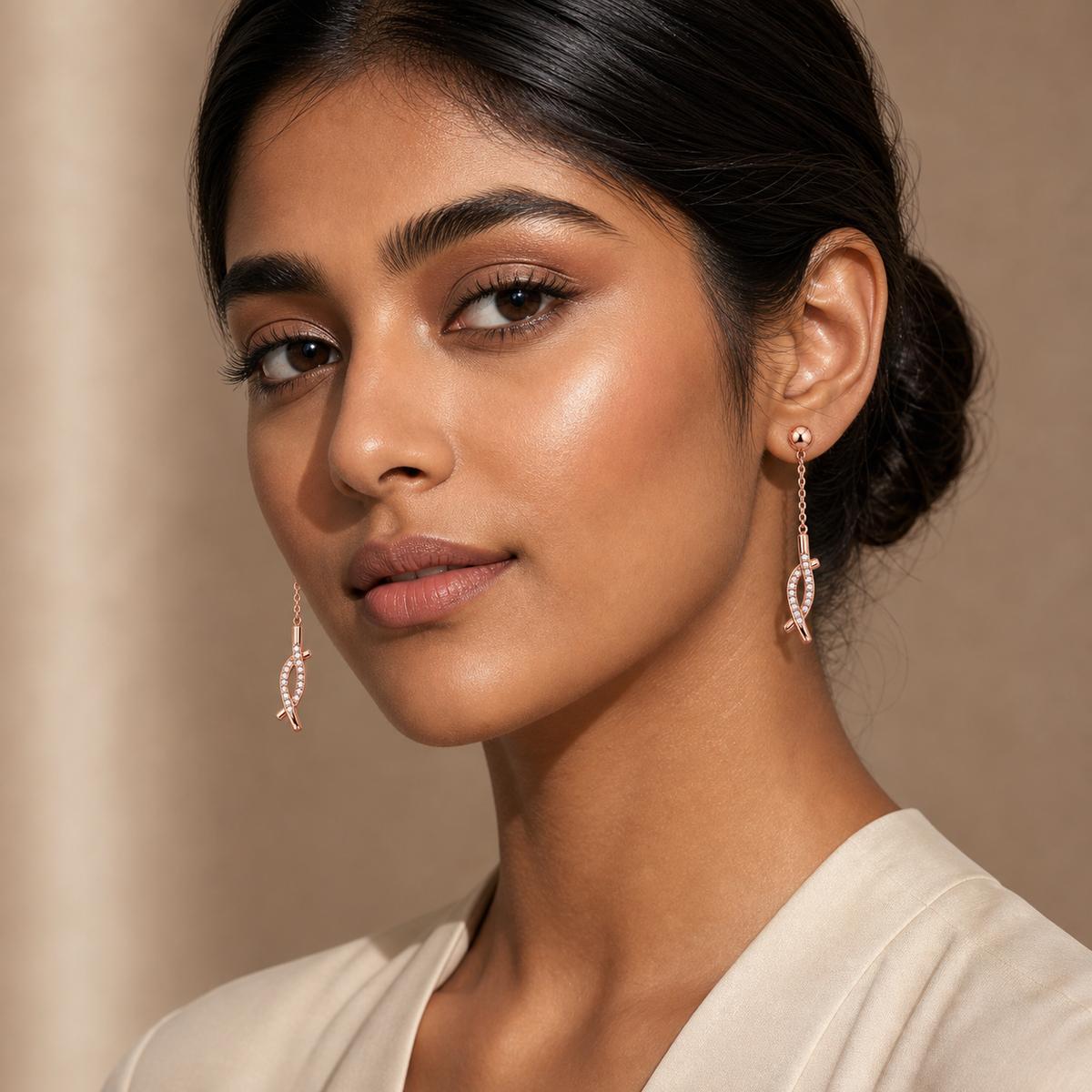 Rose Gold Astra Chain Arrow Earrings product image 8