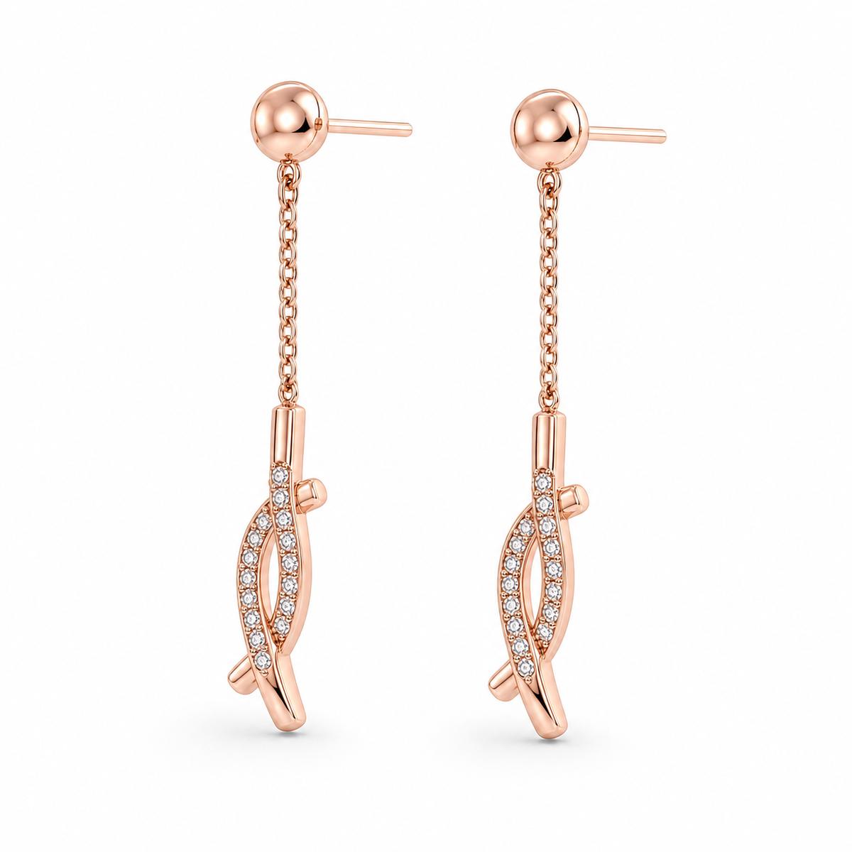 Rose Gold Astra Chain Arrow Earrings product image 3