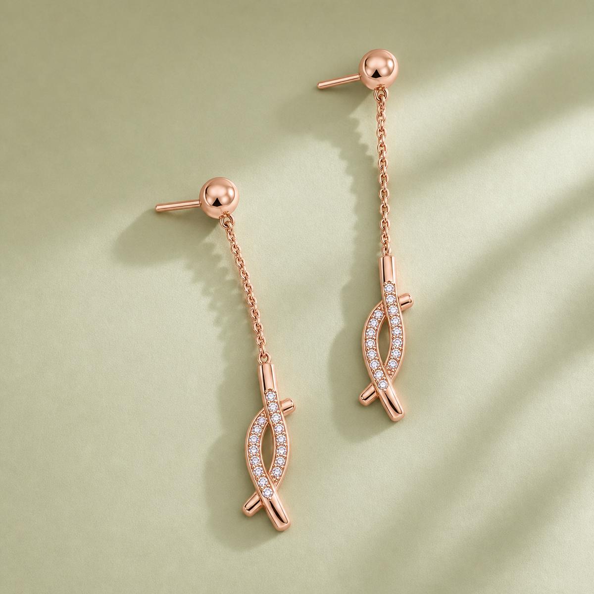 Rose Gold Astra Chain Arrow Earrings product image 5