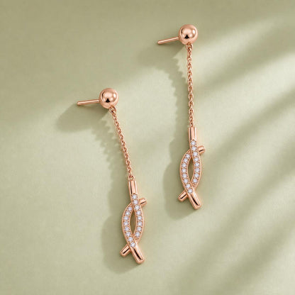 Rose Gold Astra Chain Arrow Earrings product image 5