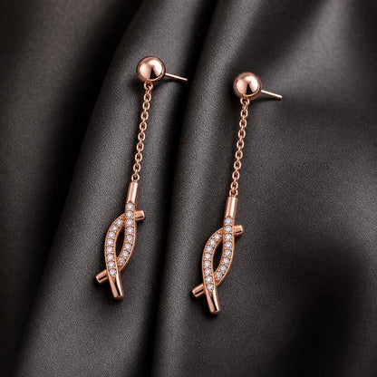 Rose Gold Astra Chain Arrow Earrings product image 6
