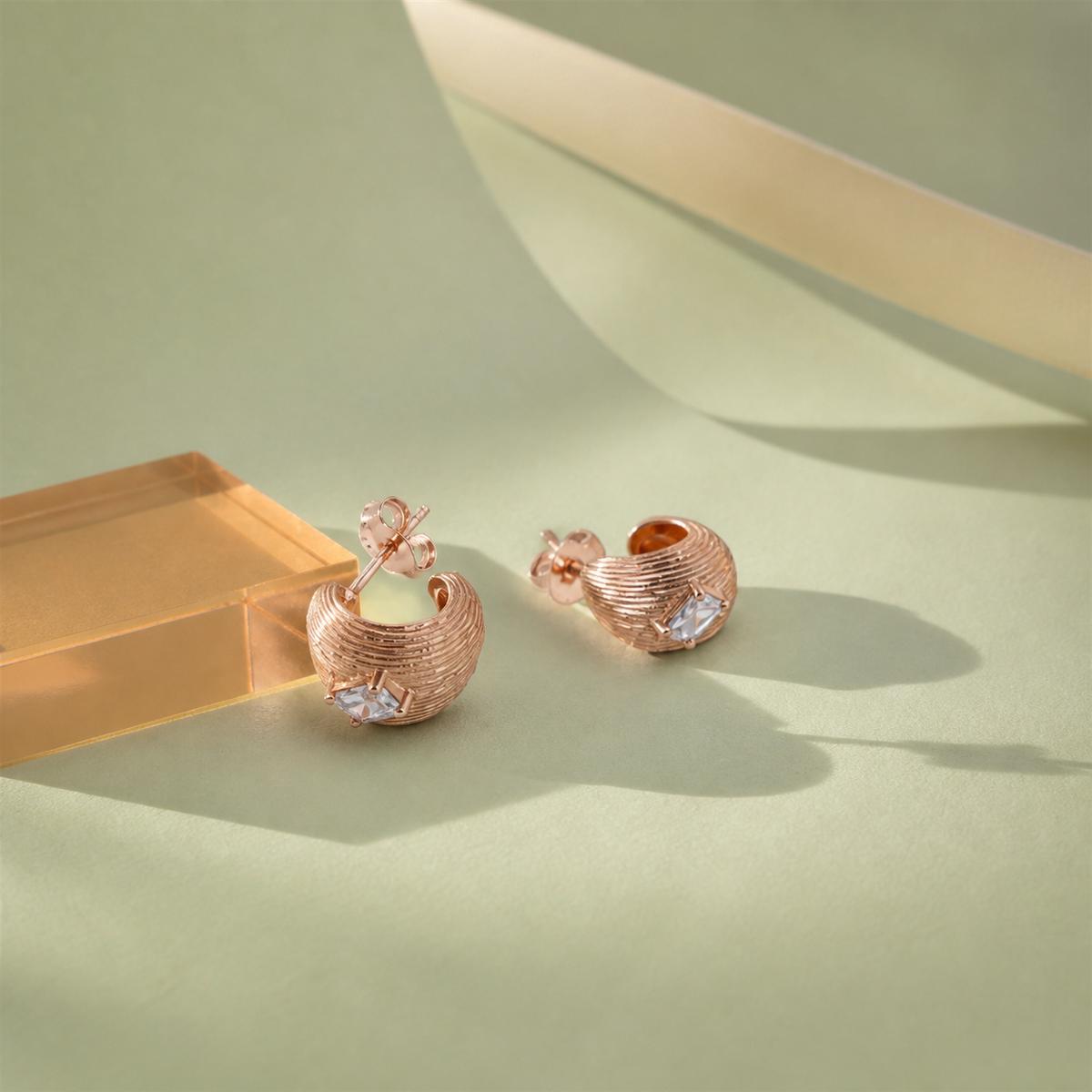 Rose Gold Astra Ridge Dome Earrings product image 5