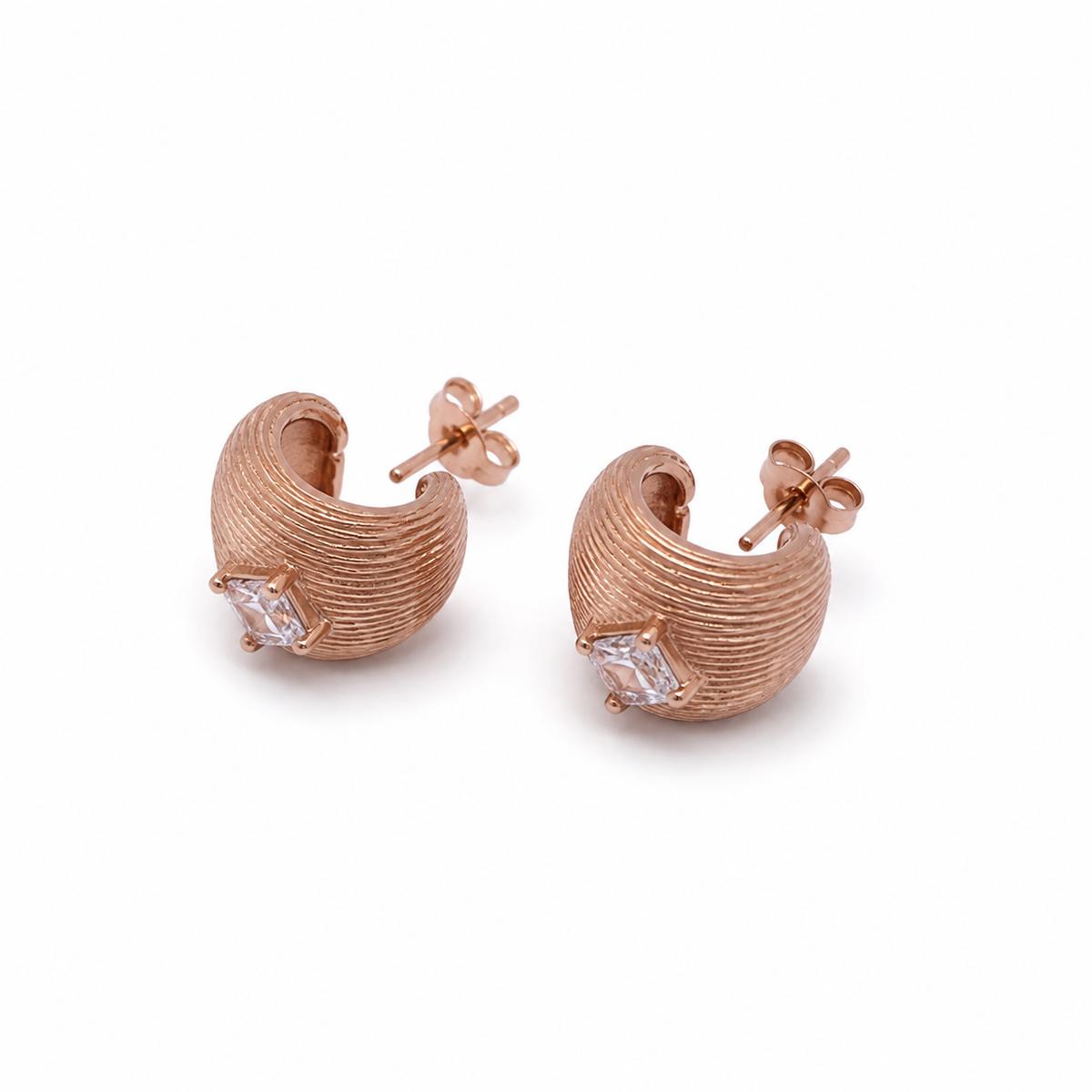 Rose Gold Astra Ridge Dome Earrings product image 6