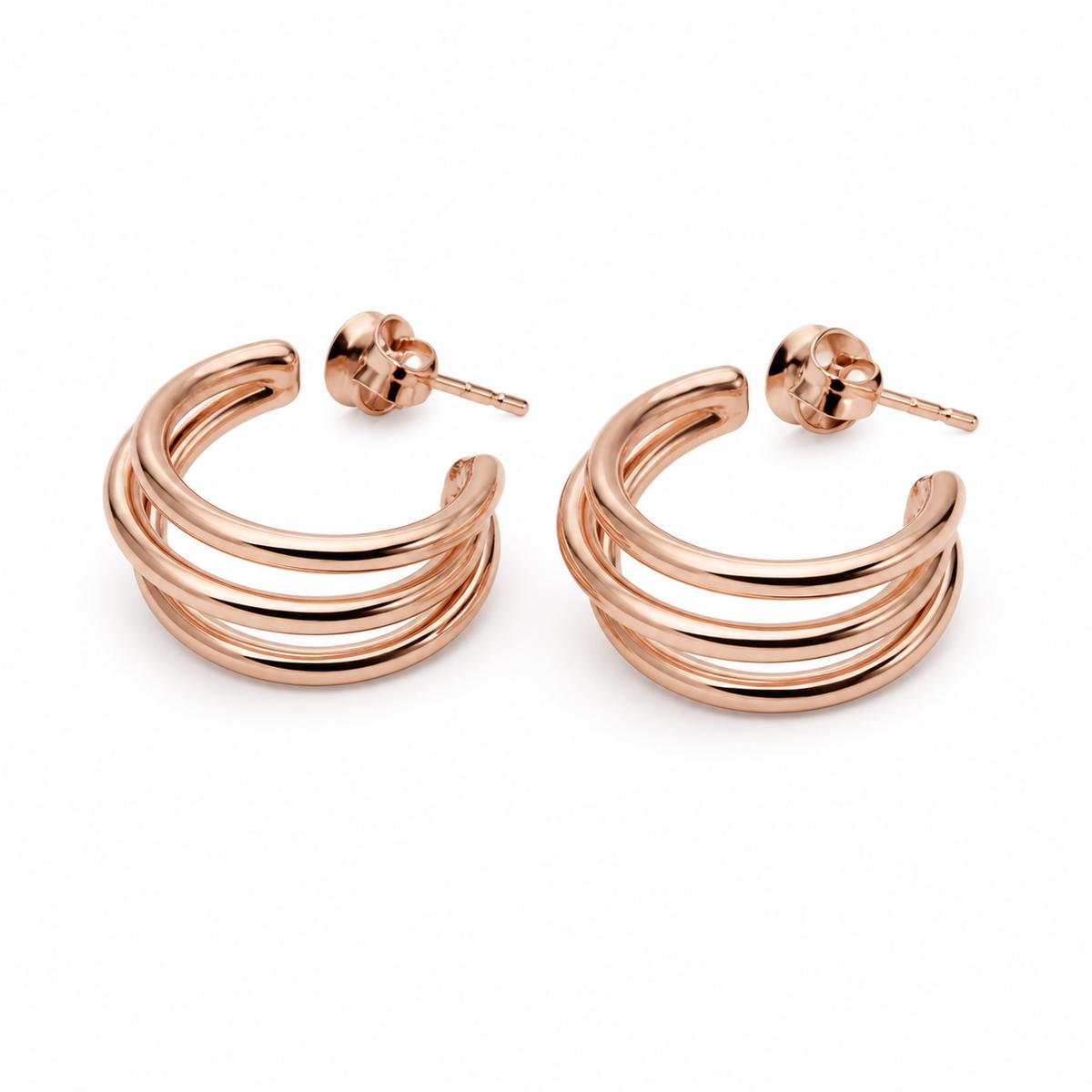 Rose Gold Auria Ribbed Hoop Earrings product image 1
