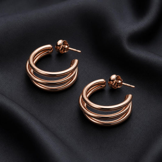 Rose Gold Auria Ribbed Hoop Earrings product image 2