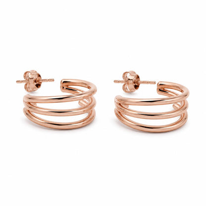 Rose Gold Auria Ribbed Hoop Earrings product image 5