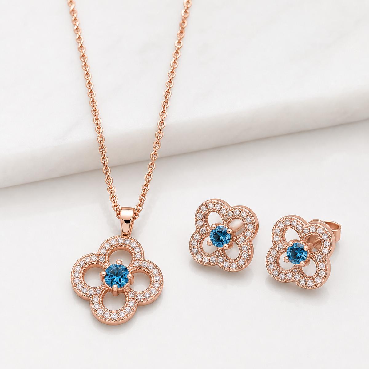 Rose Gold Azure Clover Bloom Jewellery Set product image 1