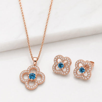Rose Gold Azure Clover Bloom Jewellery Set product image 1