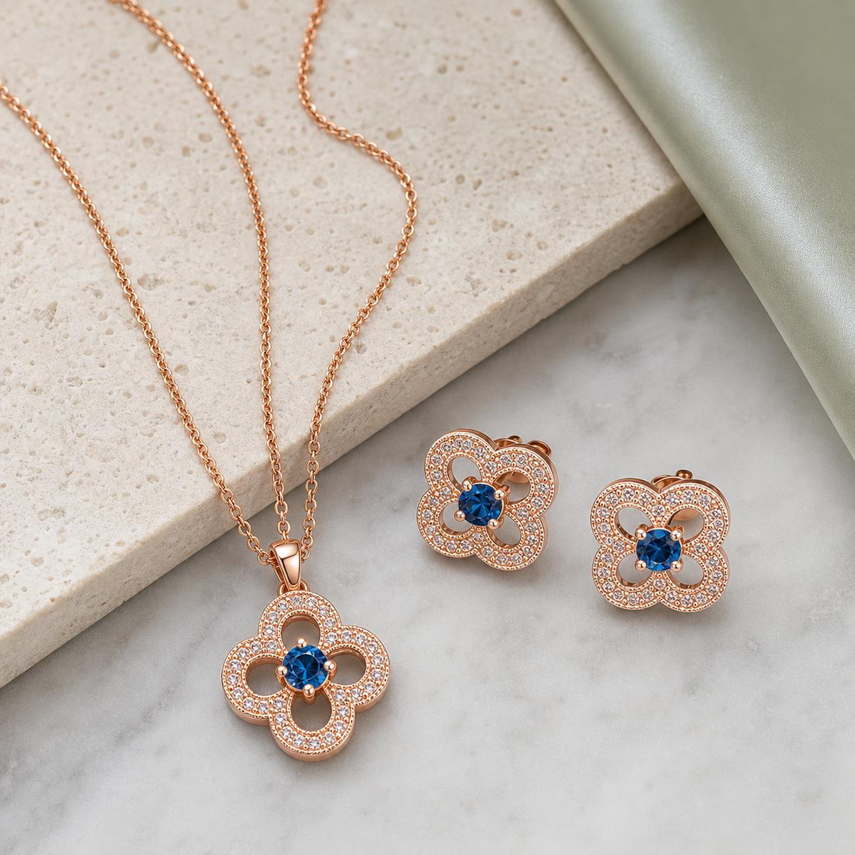 Rose Gold Azure Clover Bloom Jewellery Set product image 3