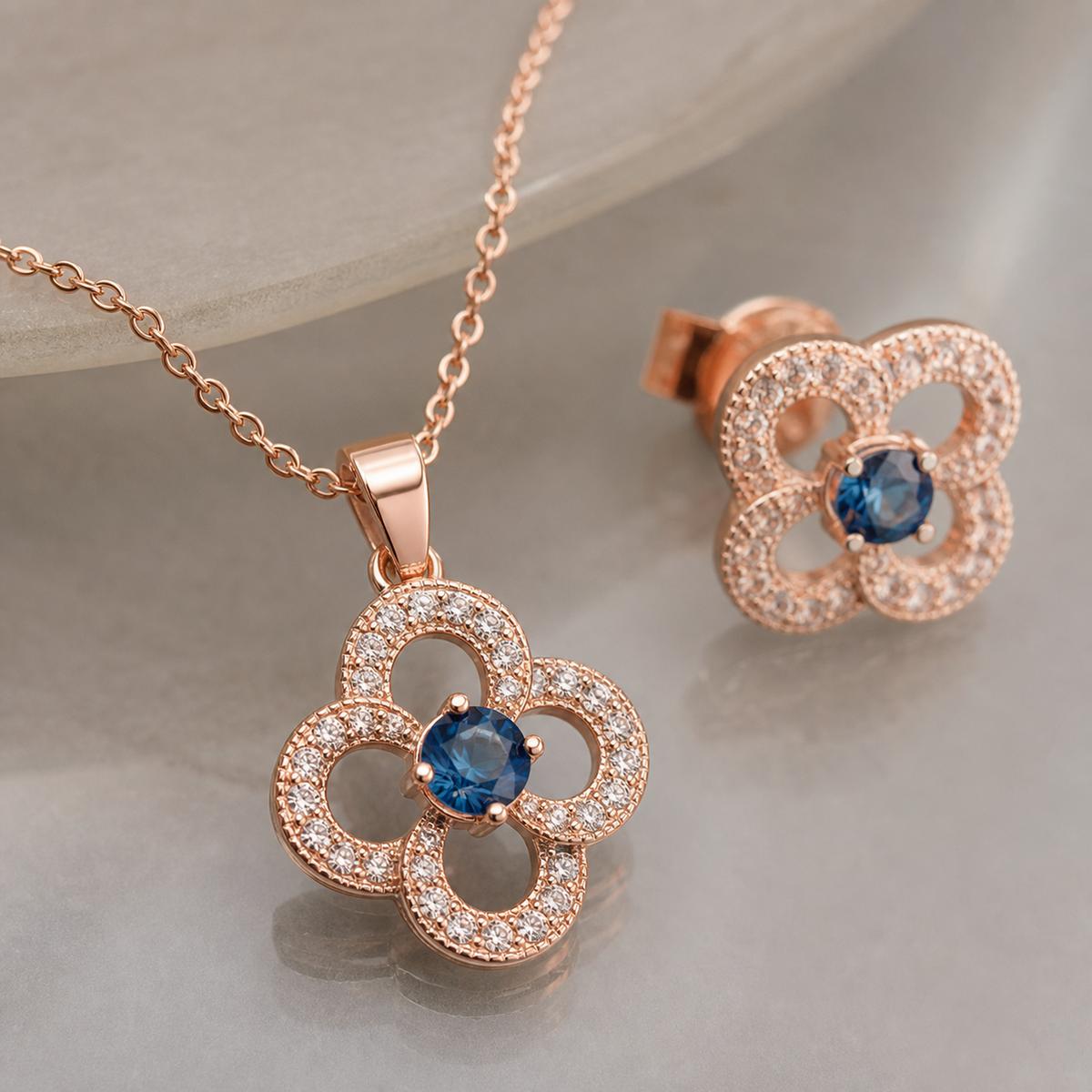Rose Gold Azure Clover Bloom Jewellery Set product image 4