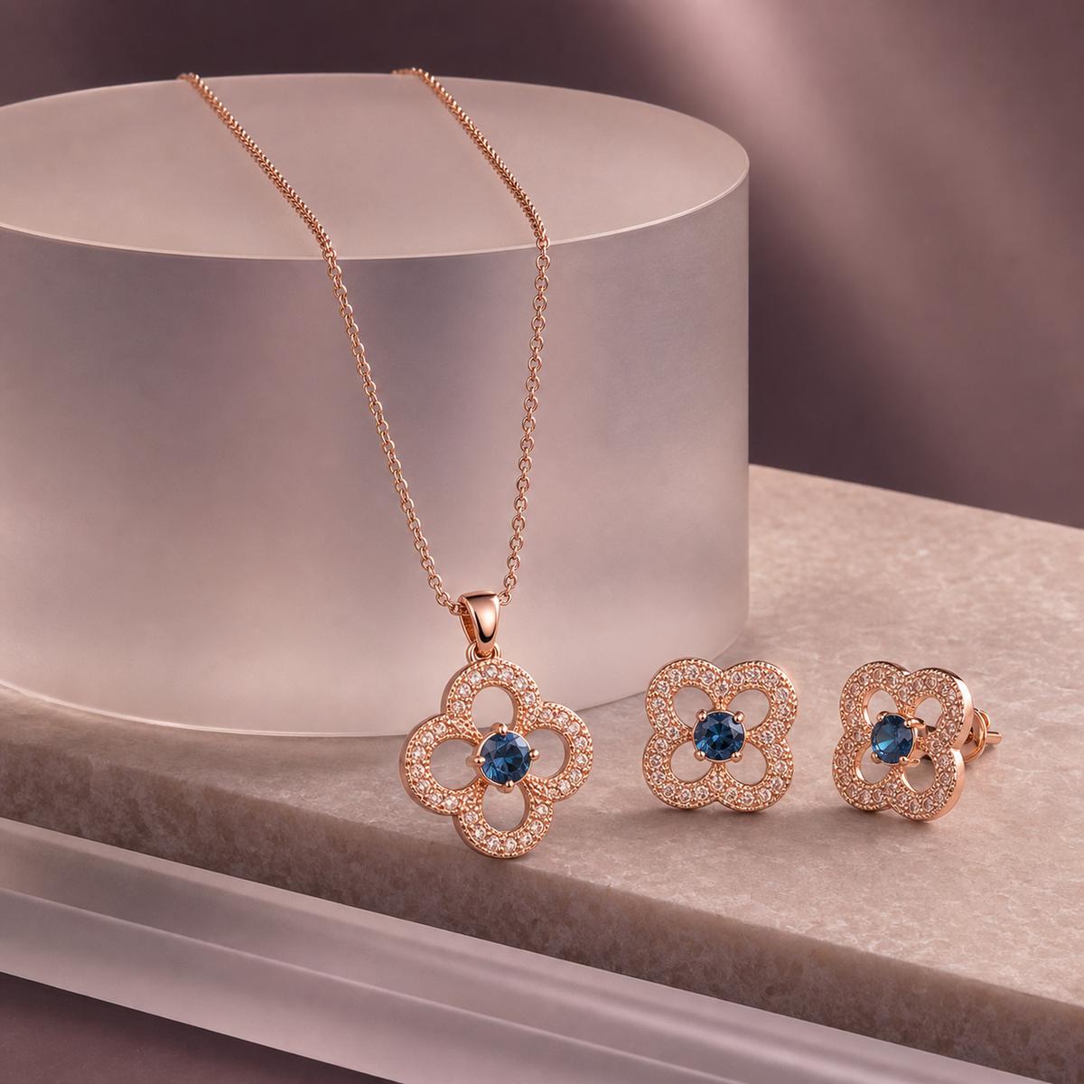 Rose Gold Azure Clover Bloom Jewellery Set product image 5