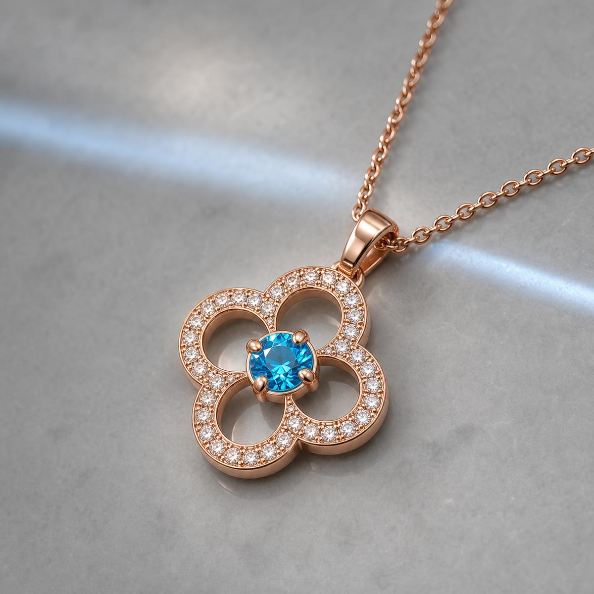 Rose Gold Azure Clover Pendant design detail