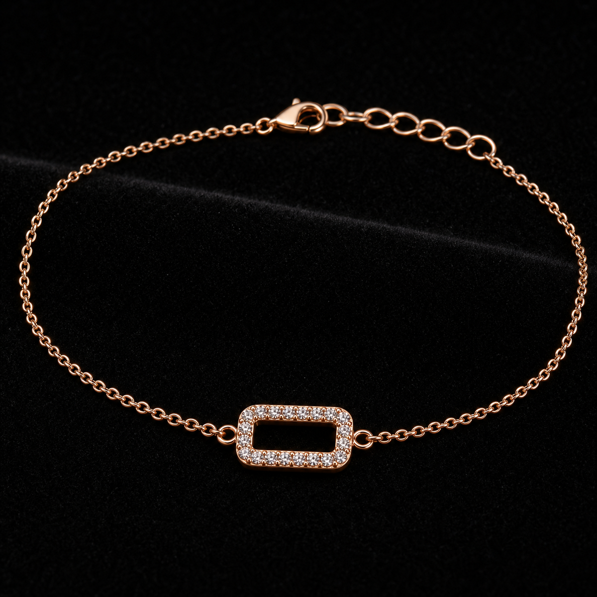 Rose Gold Baguette Frame Anklet product image 3