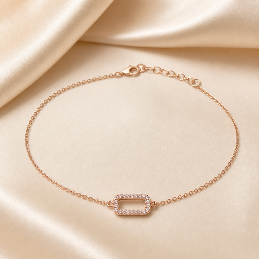 Rose Gold Baguette Frame Anklet product image 1