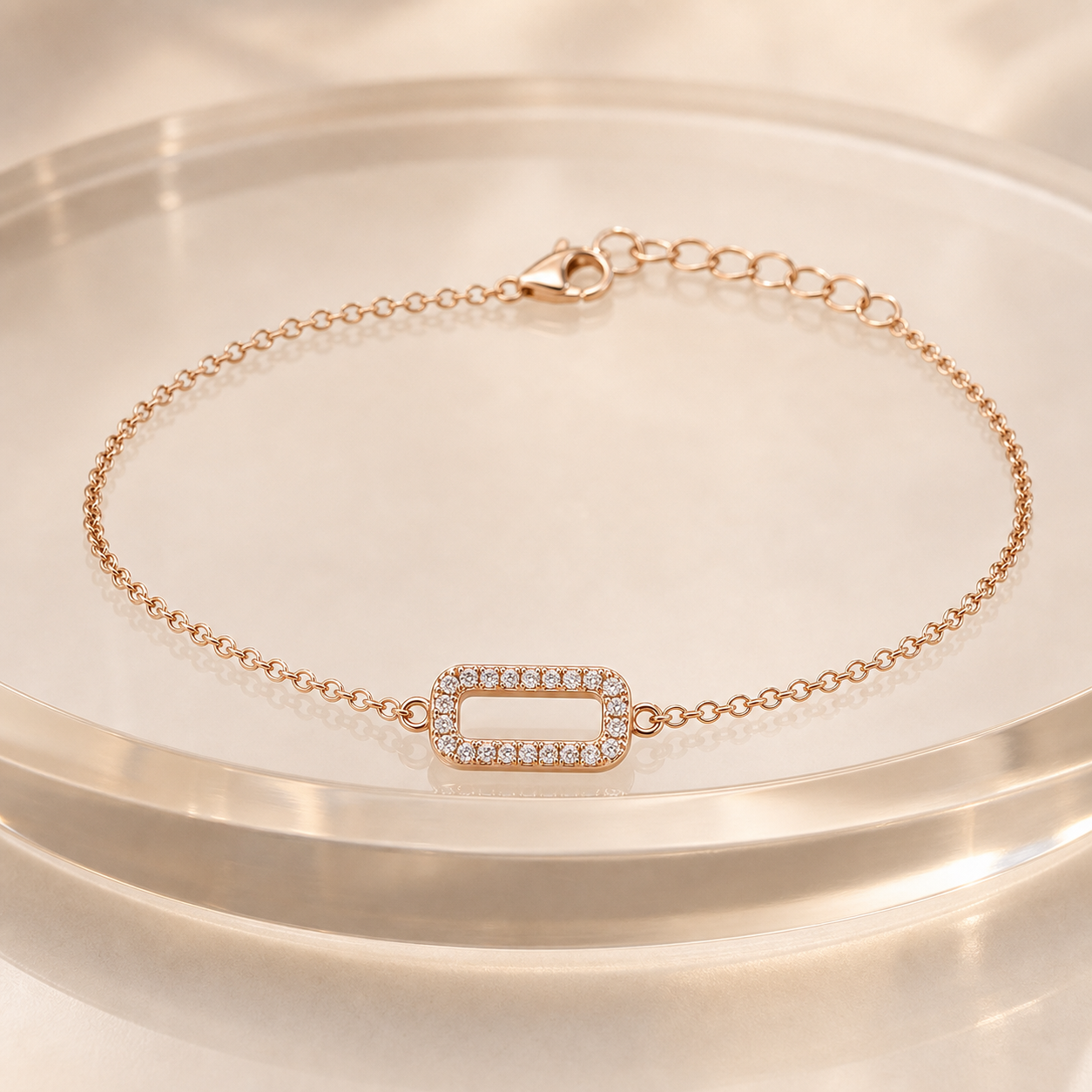 Rose Gold Baguette Frame Anklet product image 3