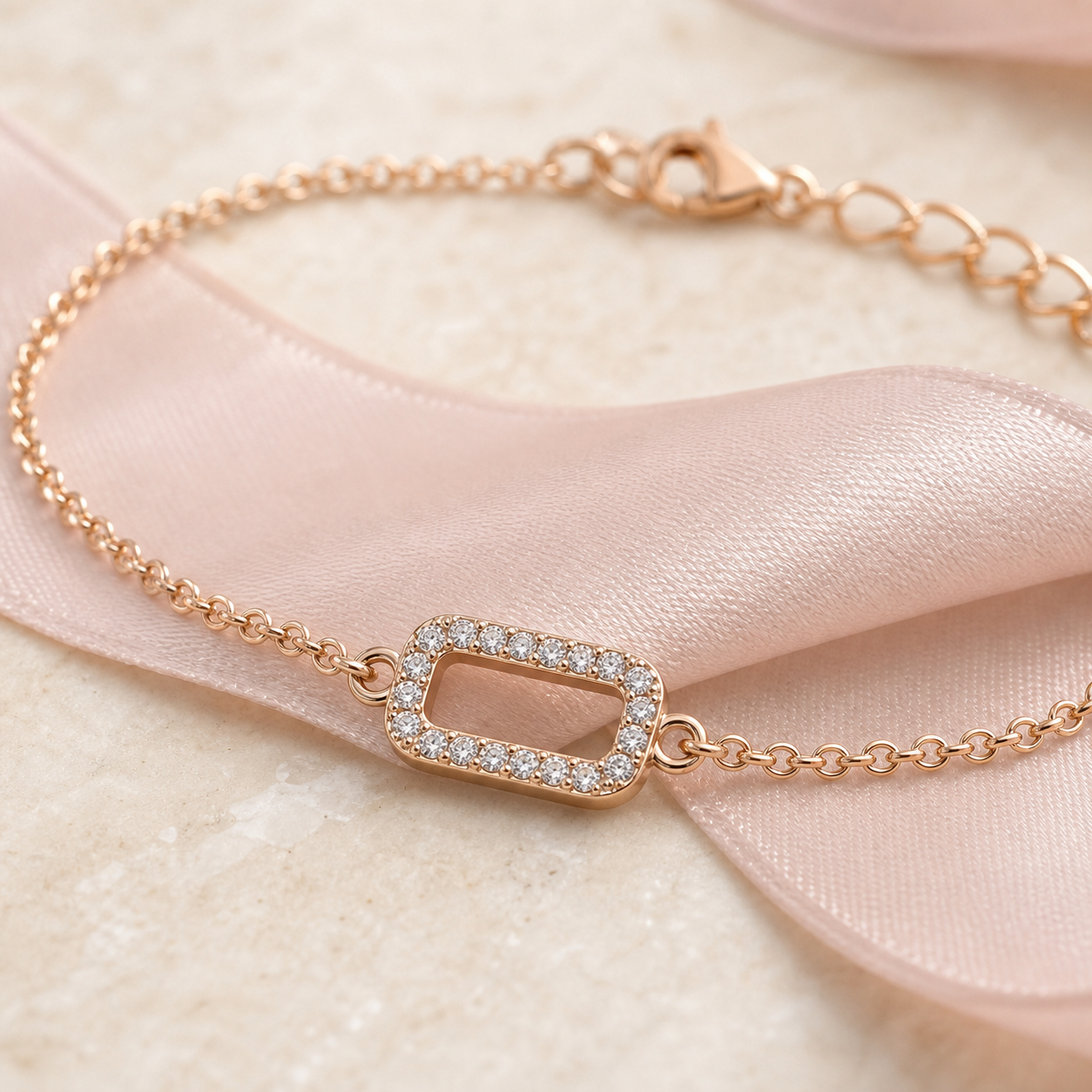 Rose Gold Baguette Frame Anklet product image 5