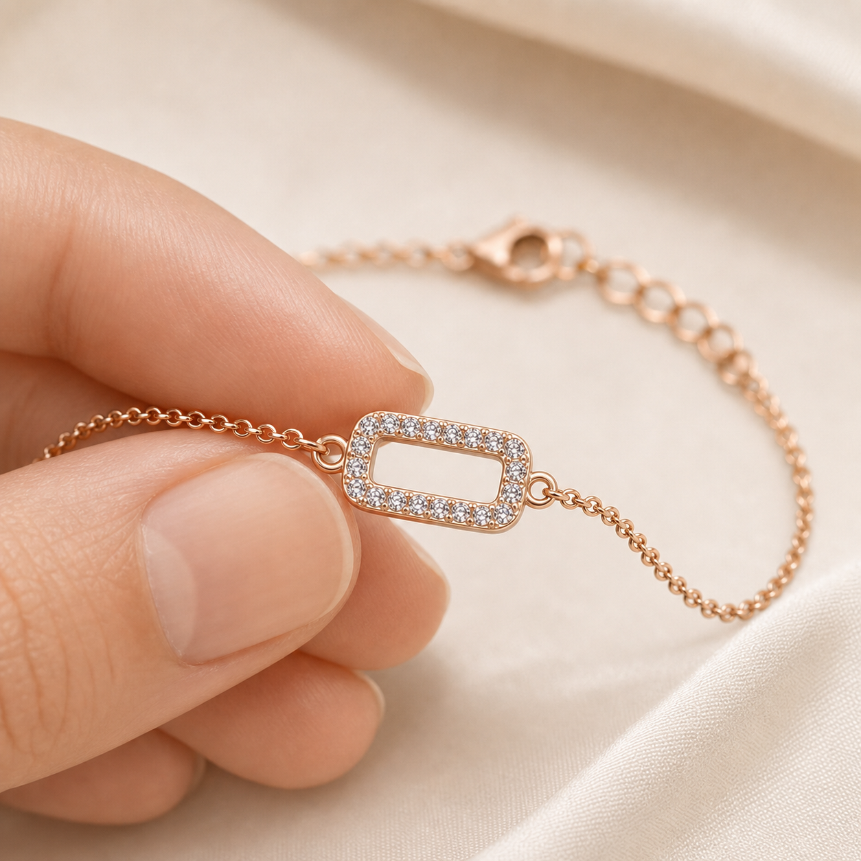 Rose Gold Baguette Frame Anklet product image 6