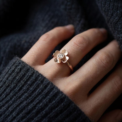 Rose Gold Blossom Charm Ring design detail