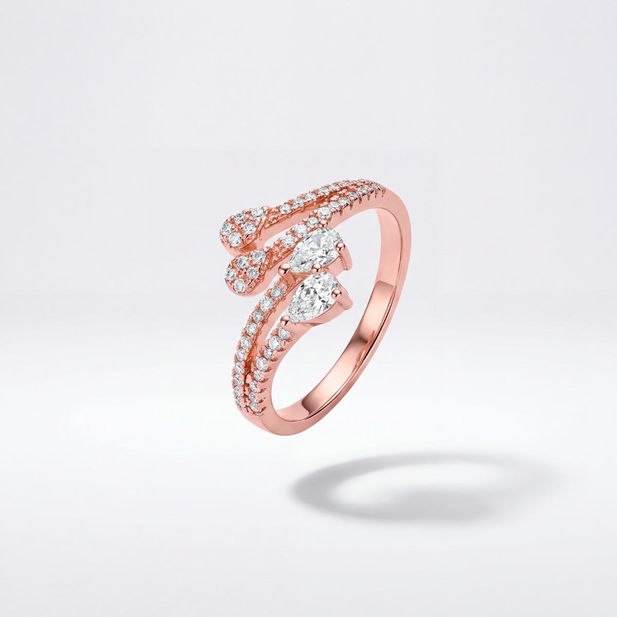 Rose Gold Adjustable Blush Teardrop Ring product image 1