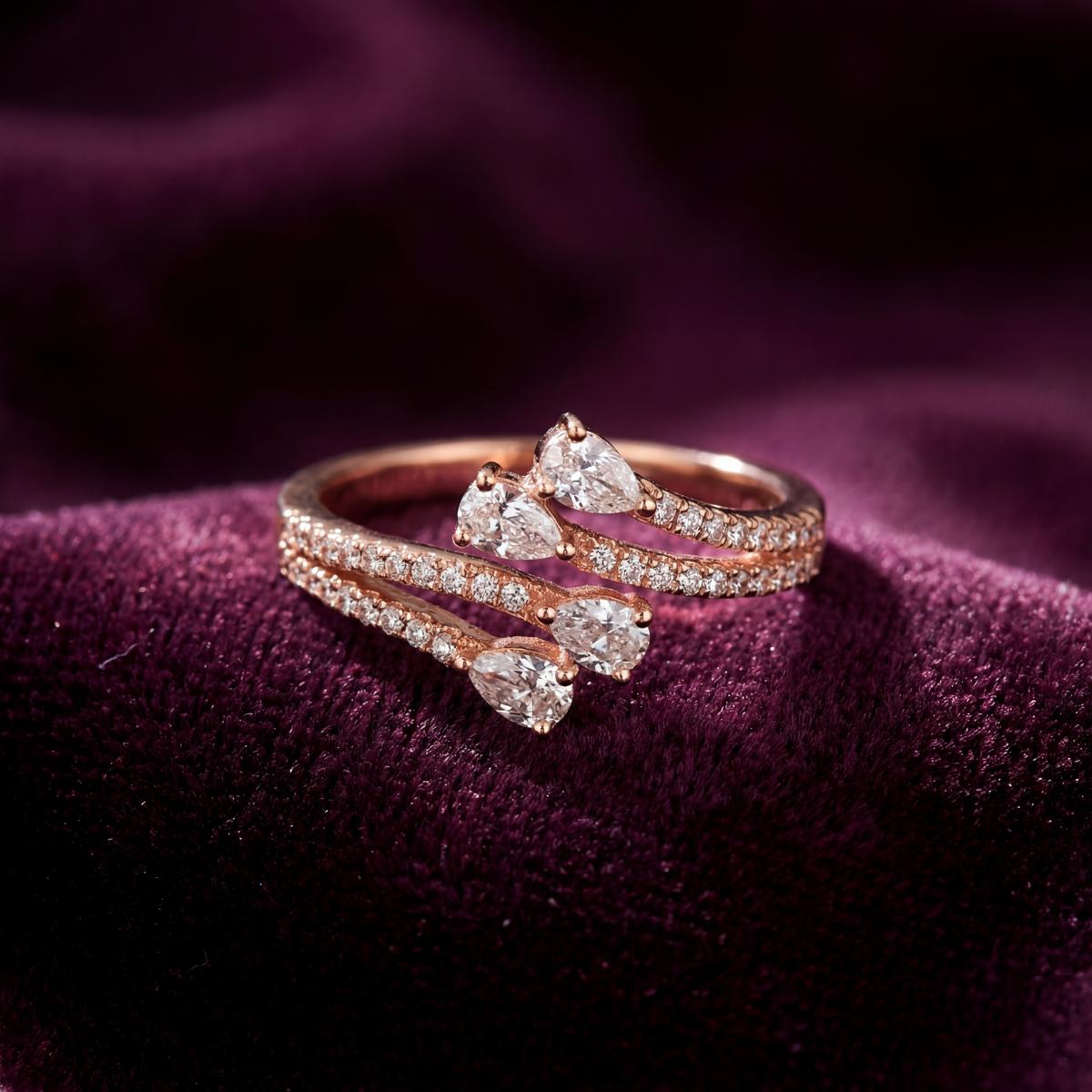 Rose Gold Adjustable Blush Teardrop Ring product image 2