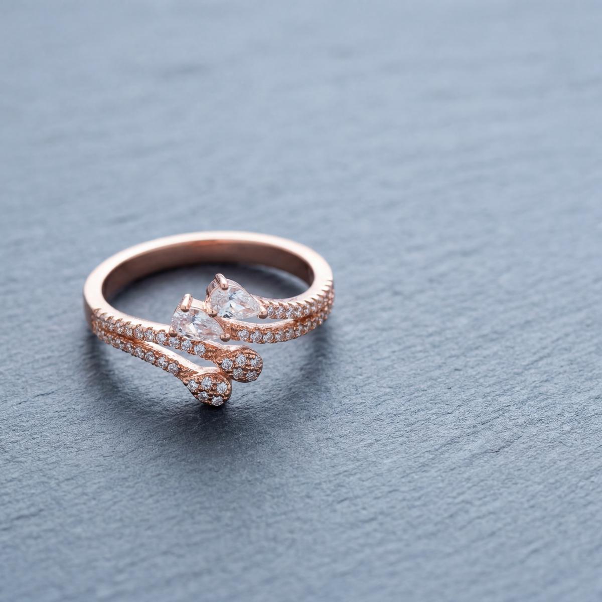 Rose Gold Adjustable Blush Teardrop Ring product image 3