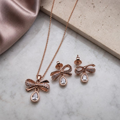 Rose Gold Bow Drop Bloom Jewellery Set product image 3