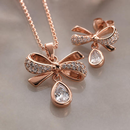 Rose Gold Bow Drop Bloom Jewellery Set product image 4