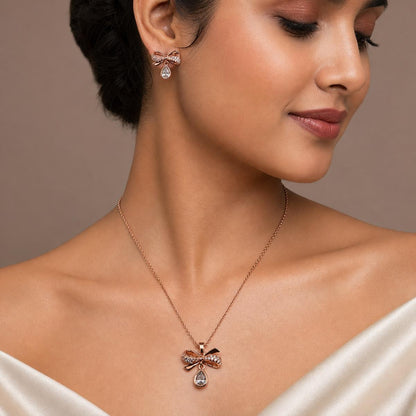 Rose Gold Bow Drop Bloom Jewellery Set product image 6