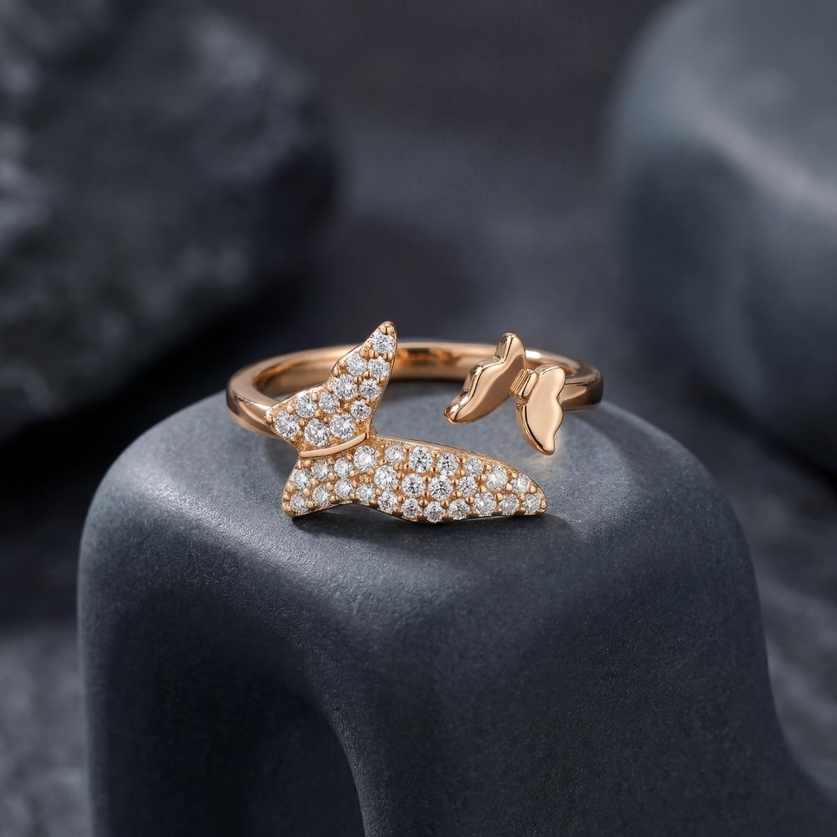 Rose Gold Adjustable Butterfly Spark Ring product image 3