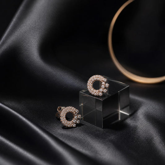 Rose Gold Celeste Crescent Cluster Earrings product image 2