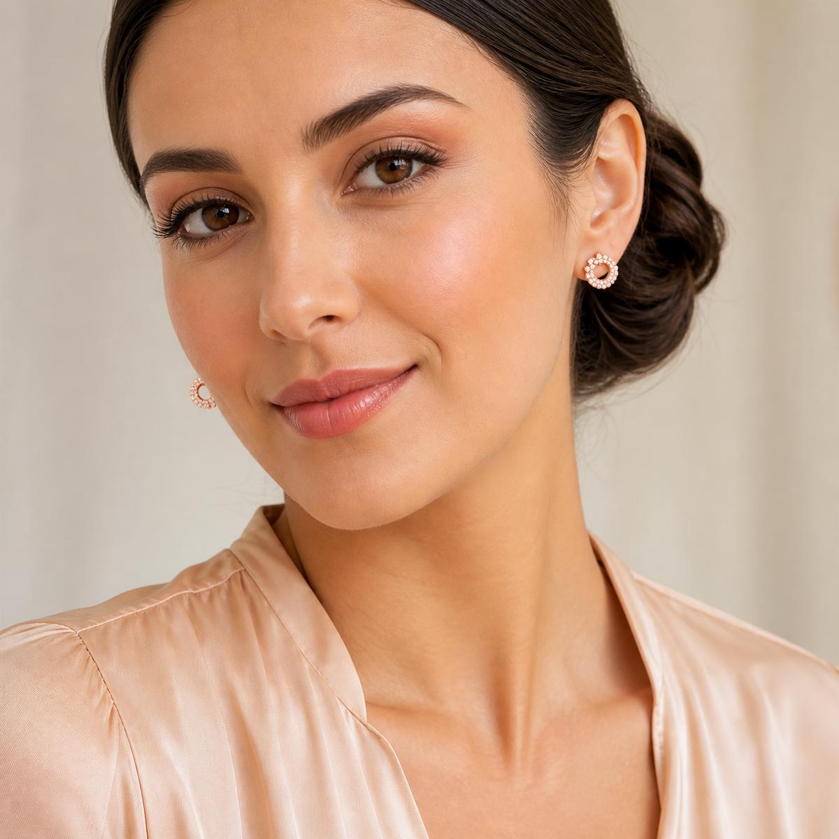 Rose Gold Celeste Crescent Cluster Earrings product image 3