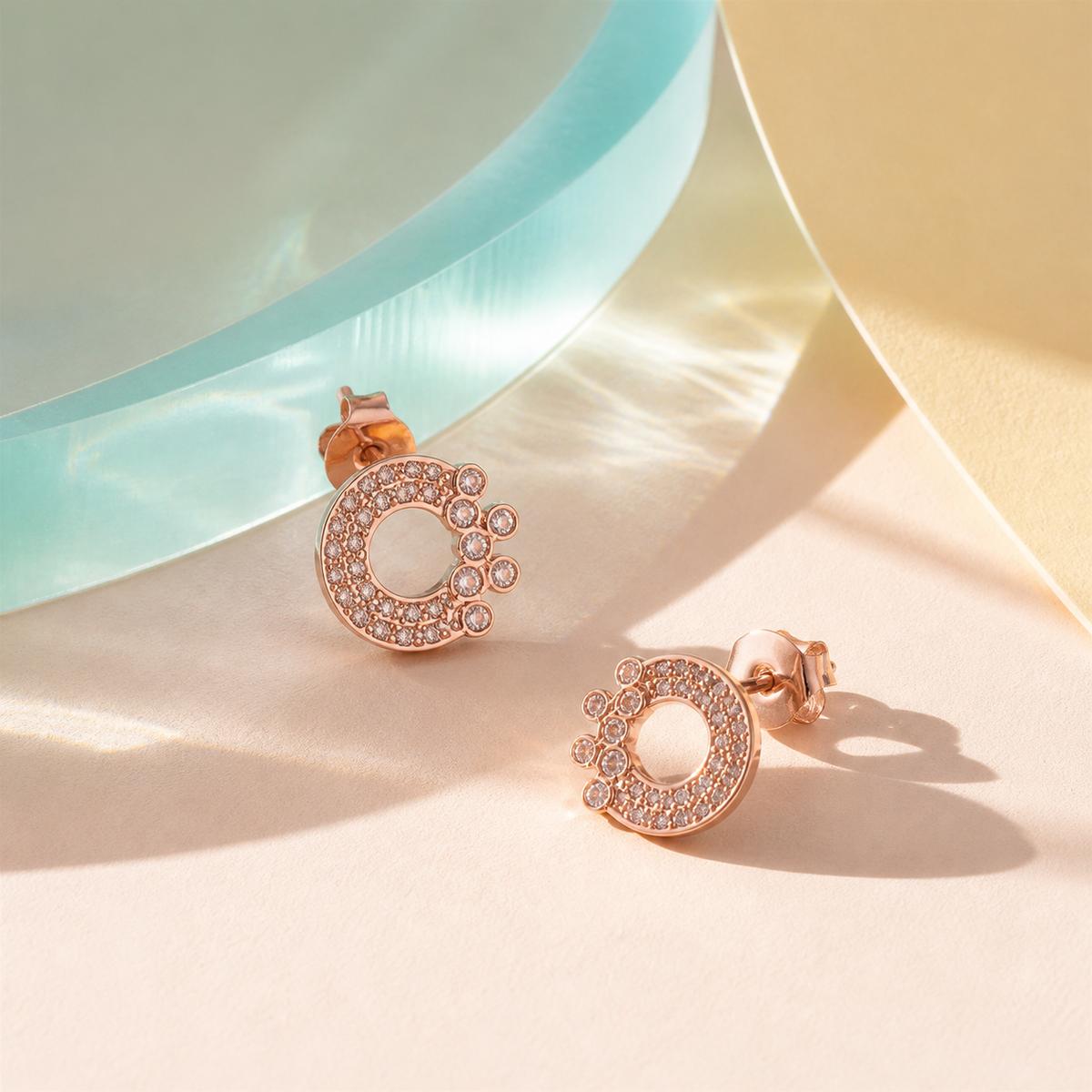 Rose Gold Celeste Crescent Cluster Earrings product image 5
