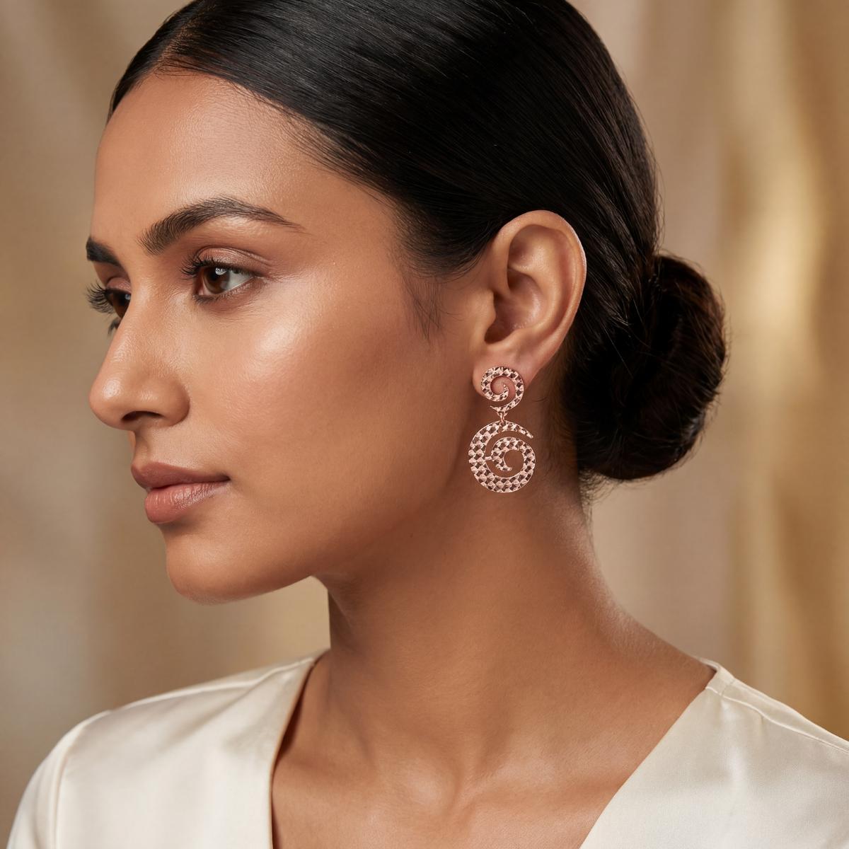Rose Gold Celeste Spiral Drop Earrings product image 5