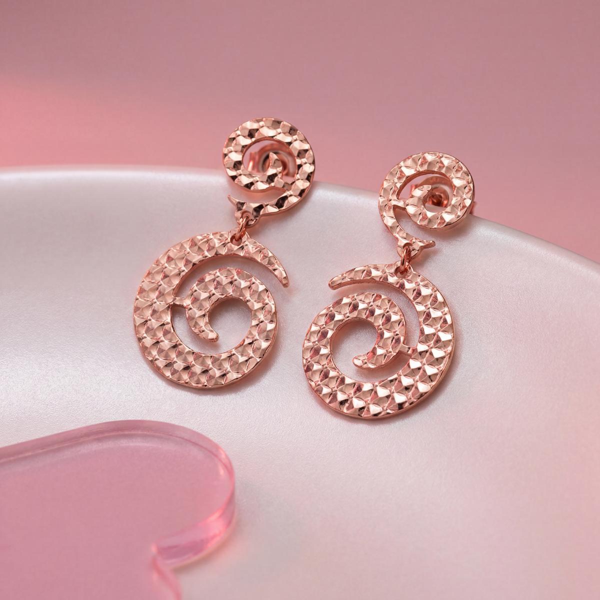 Rose Gold Celeste Spiral Drop Earrings design detail