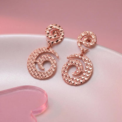 Rose Gold Celeste Spiral Drop Earrings design detail