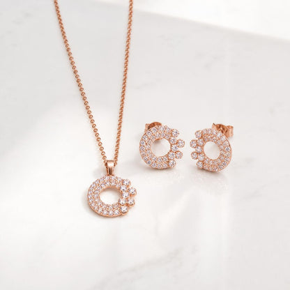 Rose Gold Crescent Halo Jewellery Set product image 1