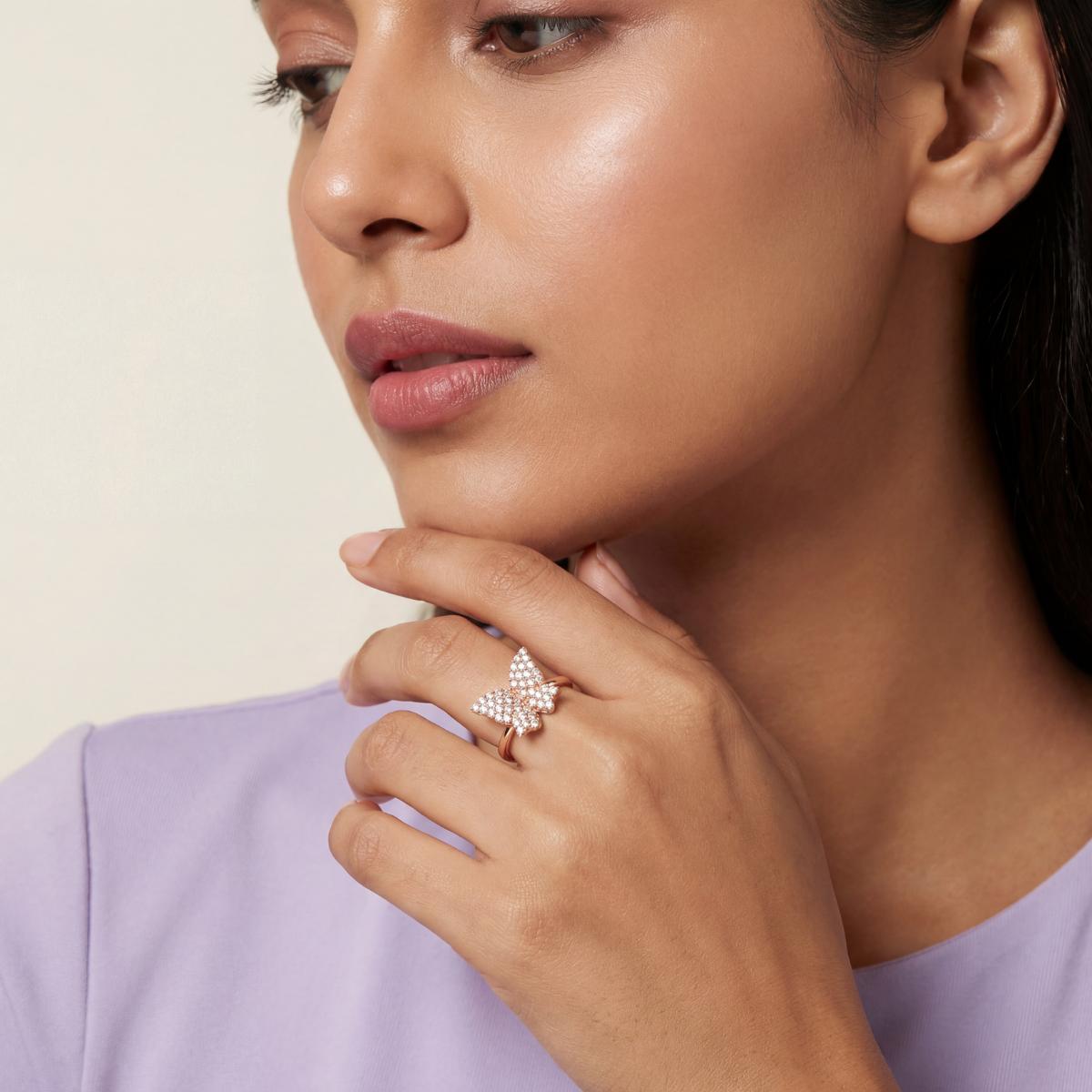 Rose Gold Crystal Butterfly Ring product image 7