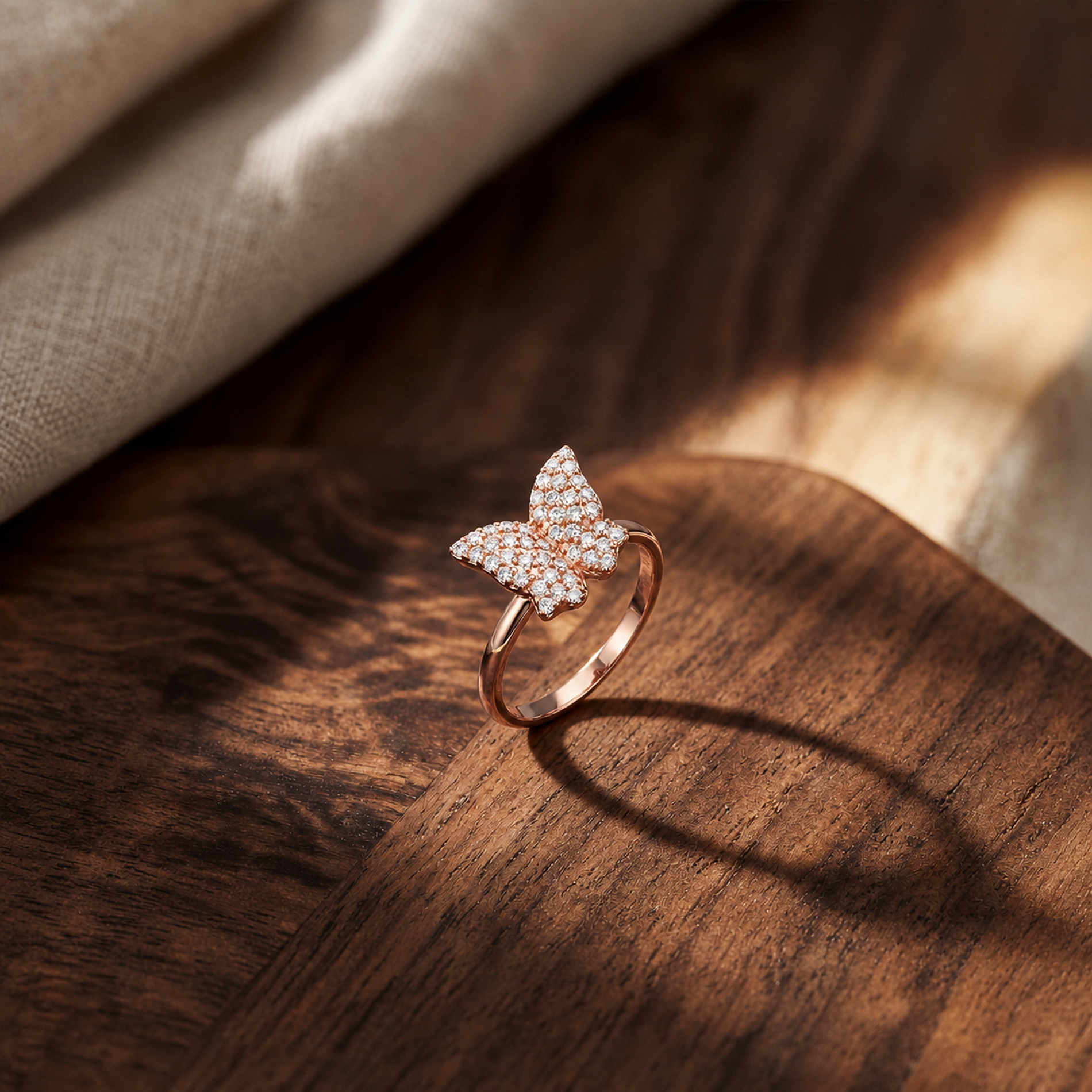 Rose Gold Crystal Butterfly Ring product image 4