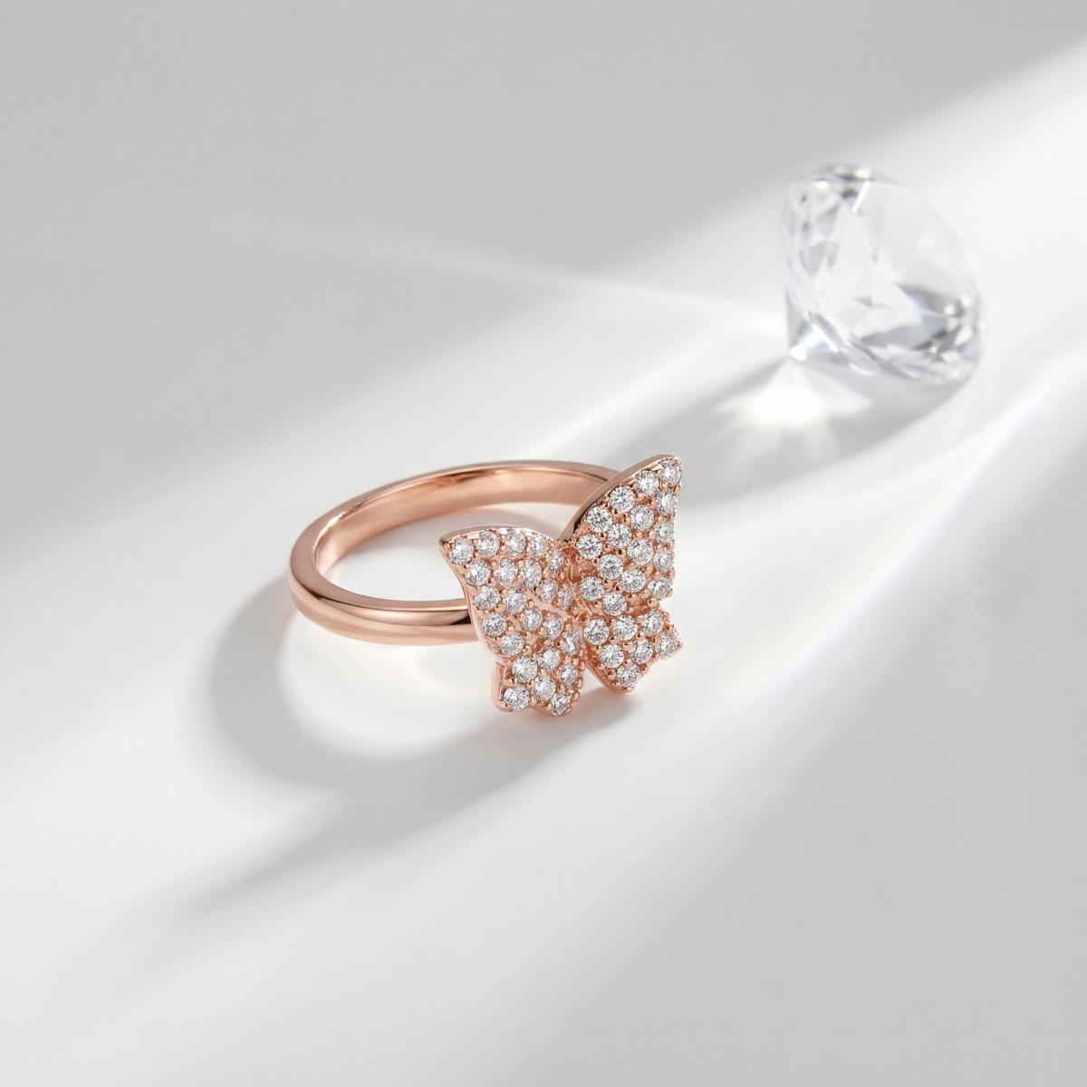 Rose Gold Crystal Butterfly Ring product image 3