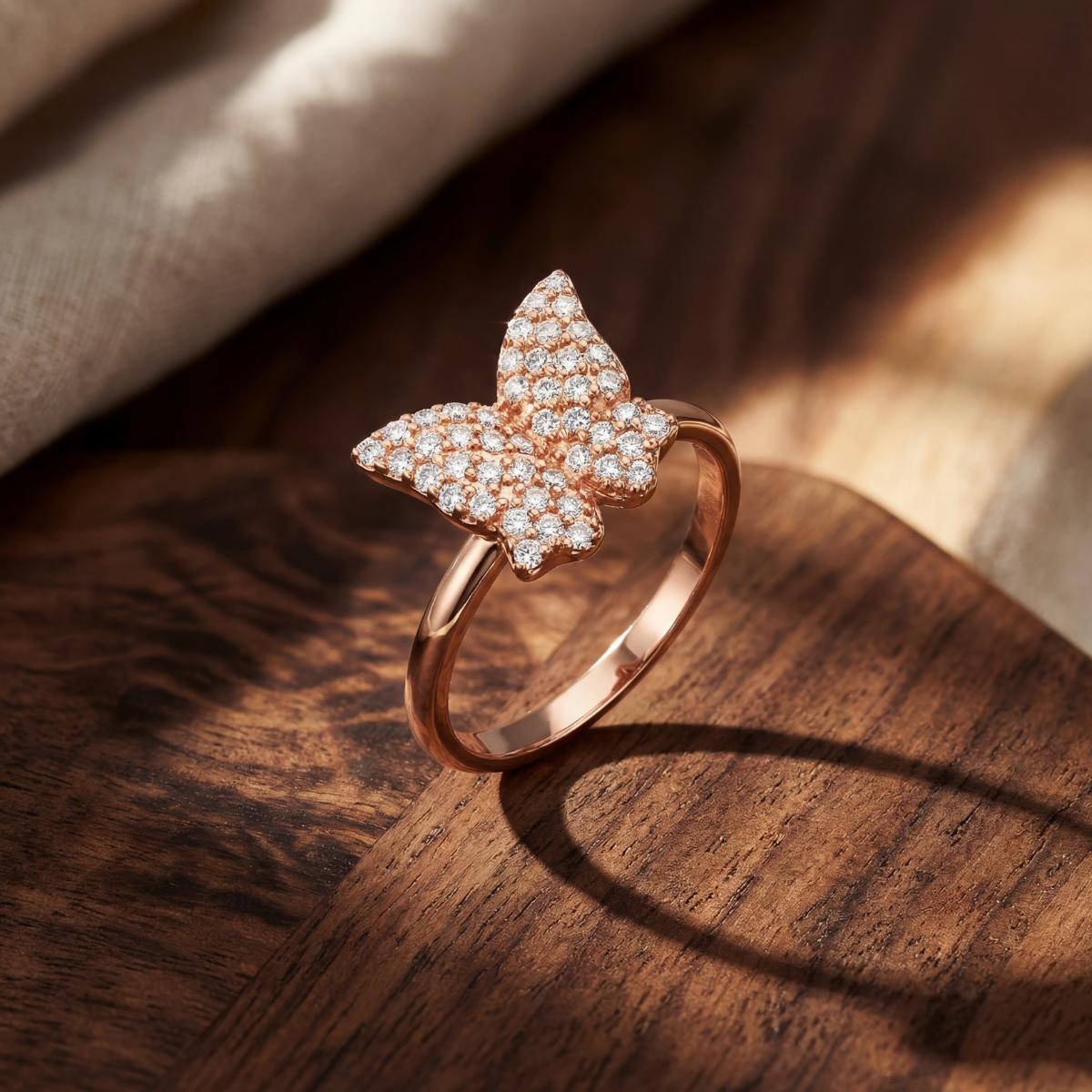 Rose Gold Crystal Butterfly Ring product image 5